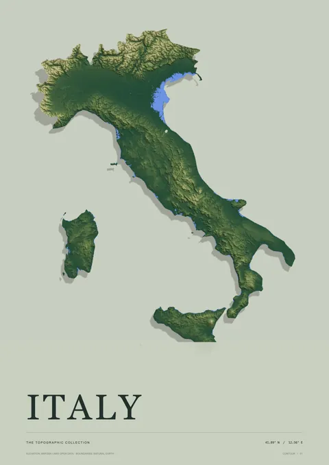 Italy terrain in green on sage