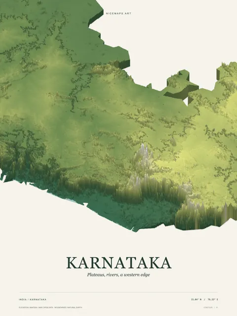 Karnataka terrain close-up in green