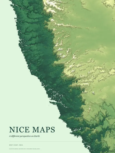 Western Ghats terrain in green