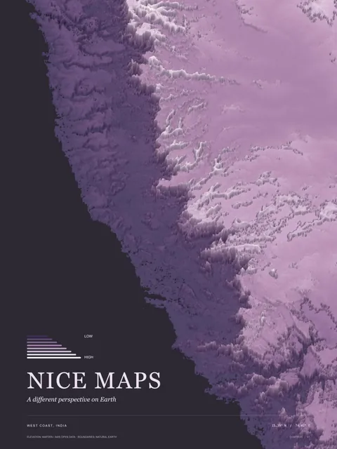Western Ghats terrain in purple